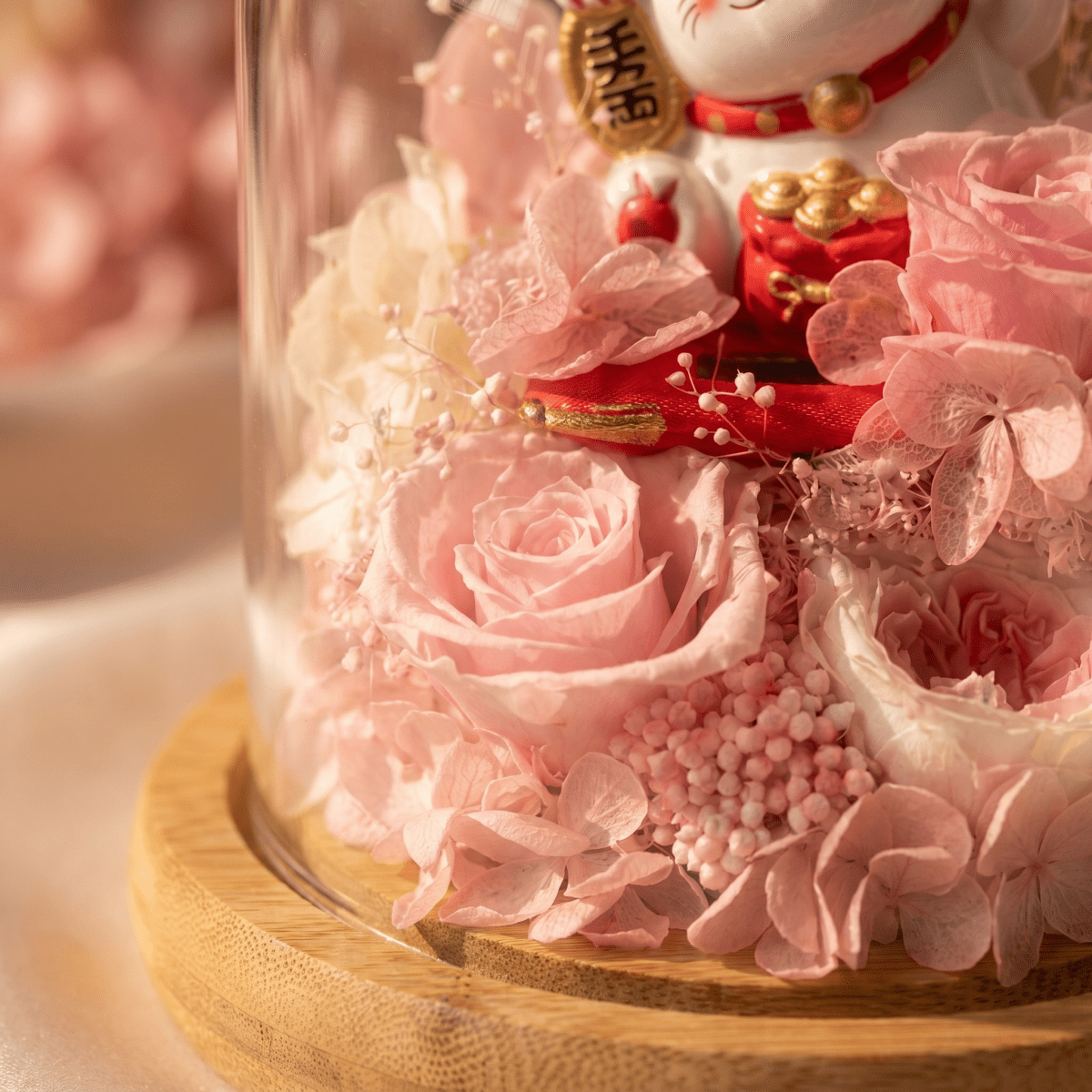 Maneki - Neko 招き猫 Bell Jar, Pink - Flowers - Preserved Flowers & Fresh Flower Florist Gift Store