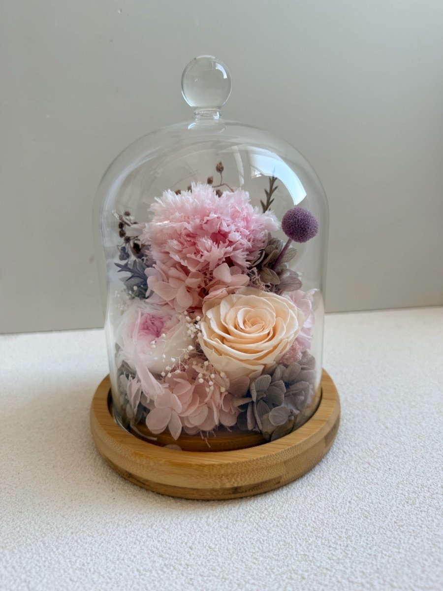 Carnation Bell Jar - Pink Peaches - Flowers - Preserved Flowers & Fresh Flower Florist Gift Store