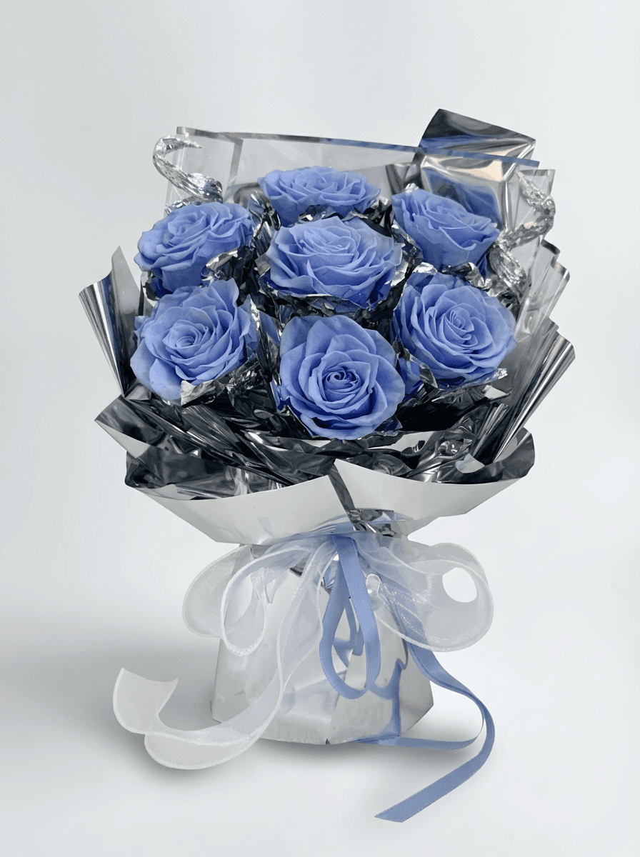 Galaxy 7 Rose Preserved Flower Bouquet - Flowers - Galaxy - Blue - Preserved Flowers & Fresh Flower Florist Gift Store