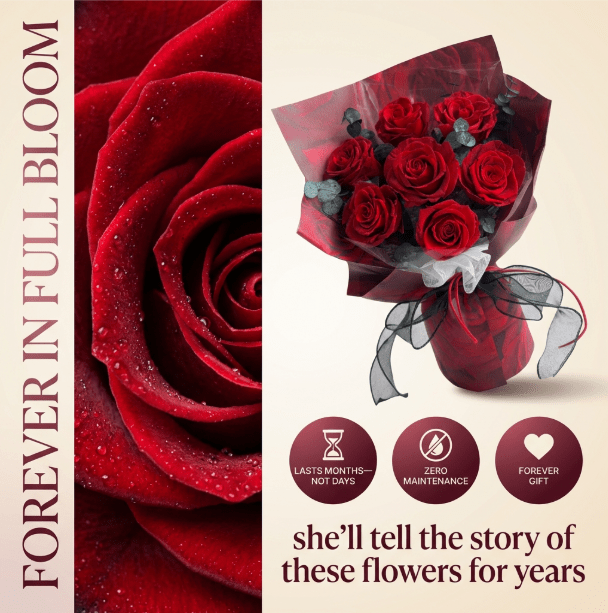 Hana (Rose) - Red Rose with Eucalyptus - Flowers - Original - Preserved Flowers & Fresh Flower Florist Gift Store