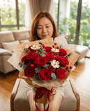 Hana (Rose) - Red Rose with Eucalyptus - Flowers - Original - Preserved Flowers & Fresh Flower Florist Gift Store