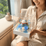 Maneki - Neko 招き猫 Flower Box, Blue (Career & Success) - Flowers - Preserved Flowers & Fresh Flower Florist Gift Store