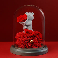 Proposal Bear with Red Rose Bouquet - Flowers - Preserved Flowers & Fresh Flower Florist Gift Store