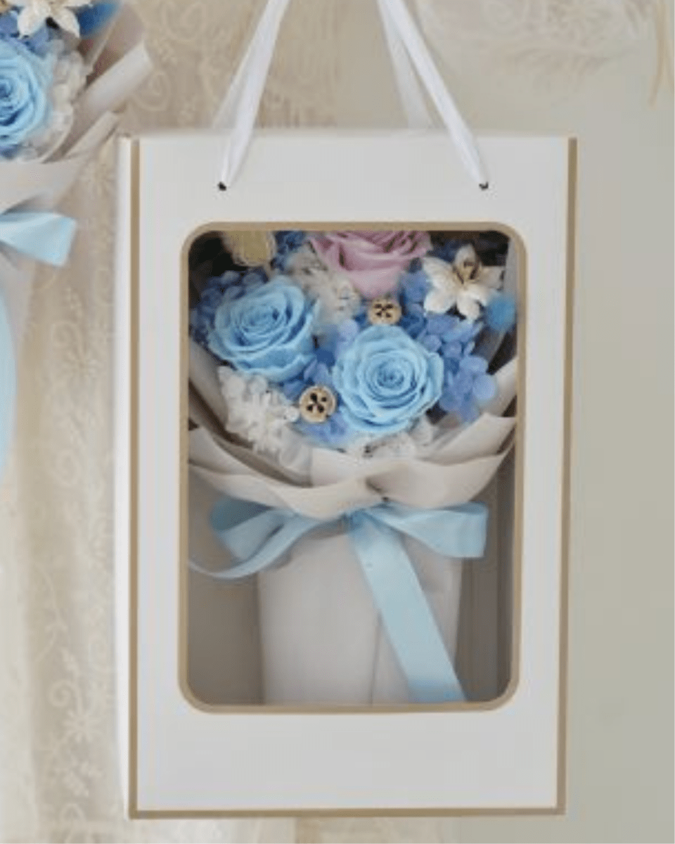 Valentine's Day Mixed 3 Roses Bouquet - Flowers - Blue - Preserved Flowers & Fresh Flower Florist Gift Store