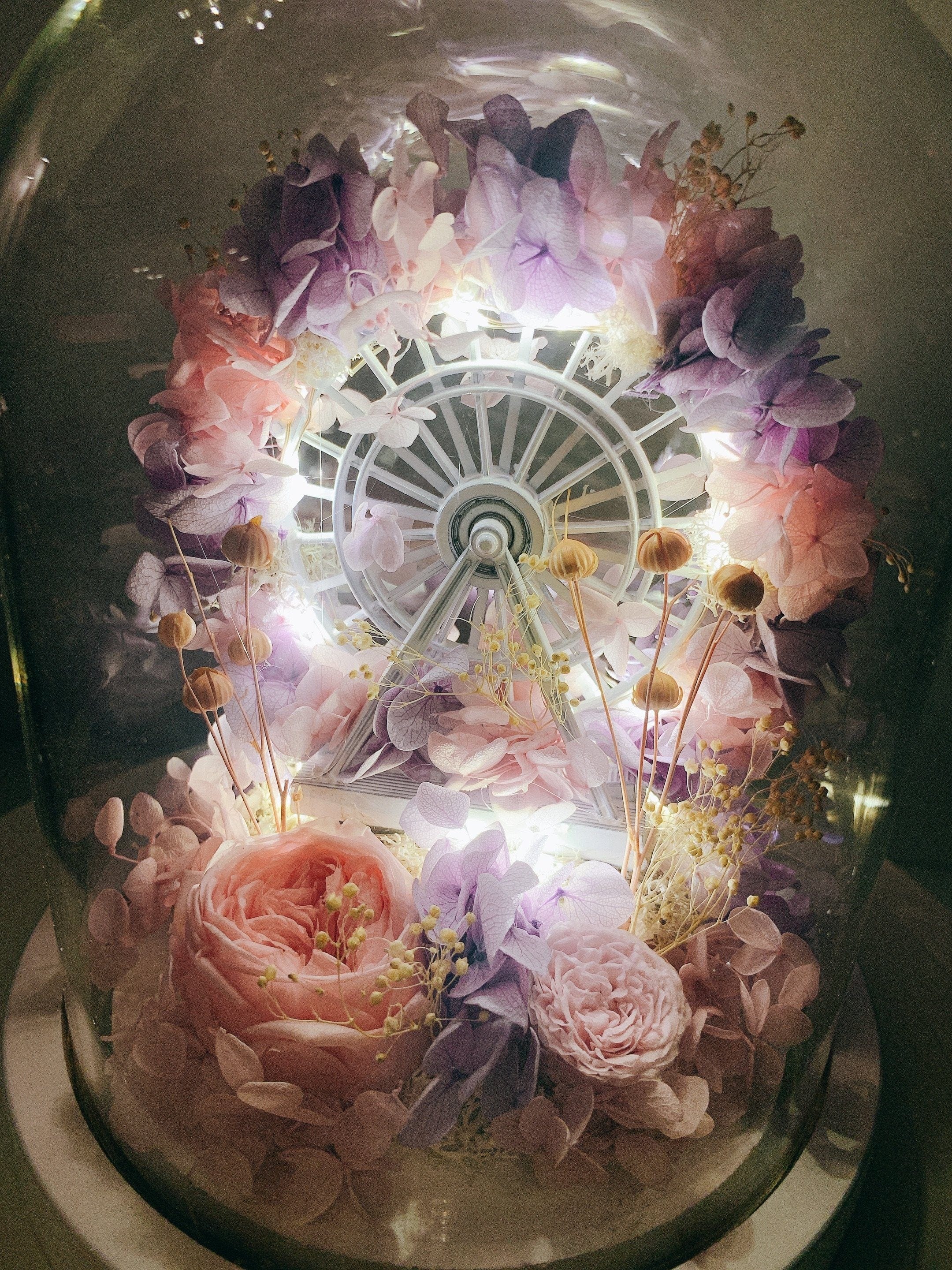 Akira Ferris Wheel Dome - Flower - Pink あきら - Preserved Flowers & Fresh Flower Florist Gift Store