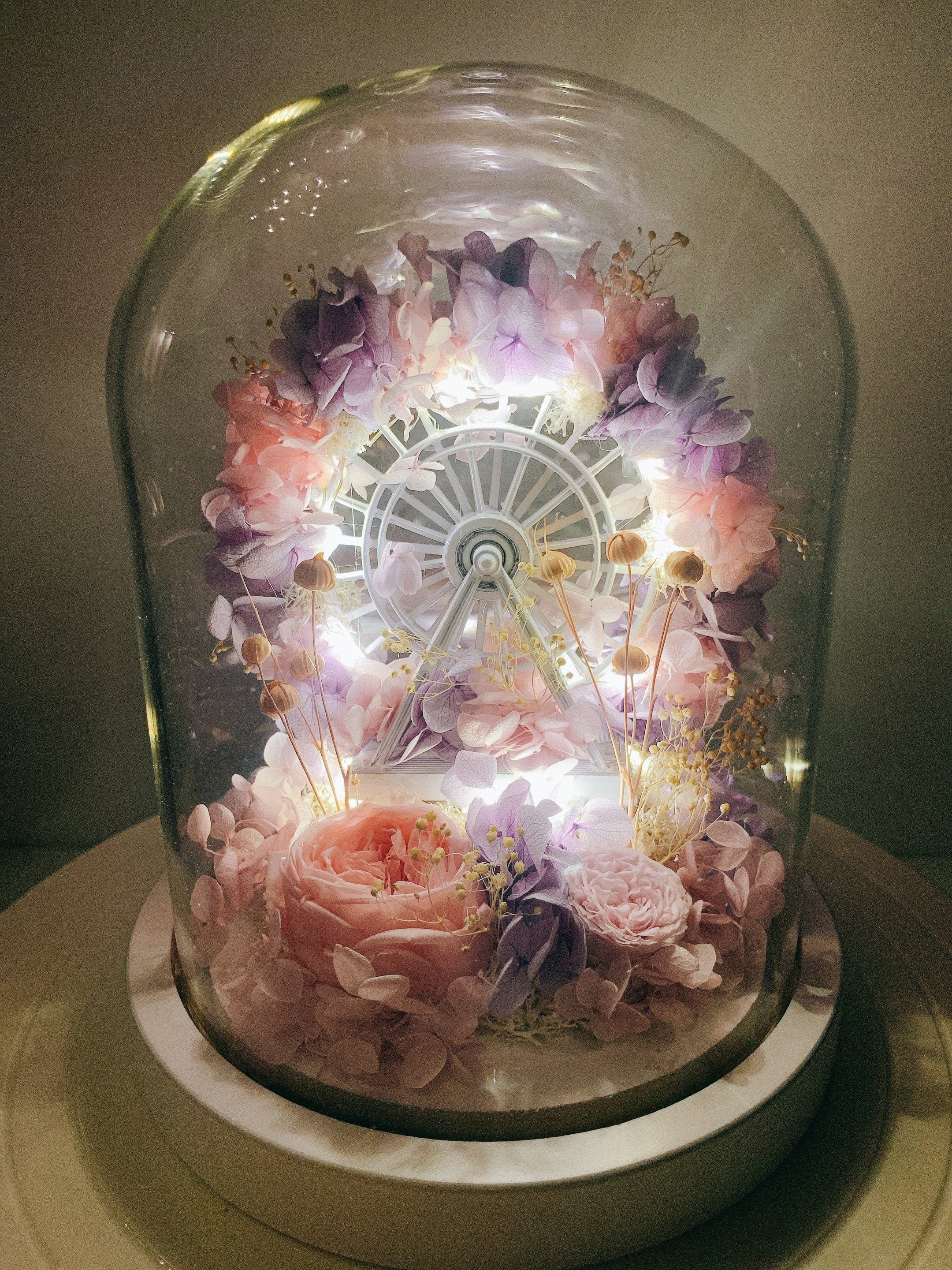 Akira Ferris Wheel Dome - Flower - Pink あきら - Preserved Flowers & Fresh Flower Florist Gift Store