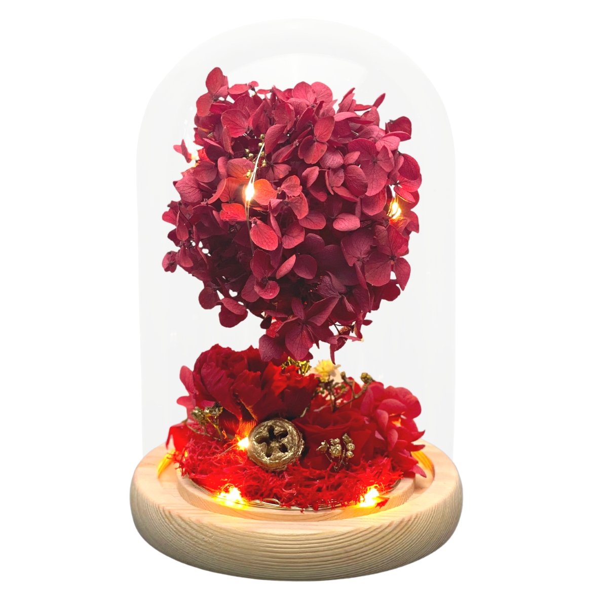 Hydarium Dome - Flower - Red あじさい - Preserved Flowers & Fresh Flower Florist Gift Store
